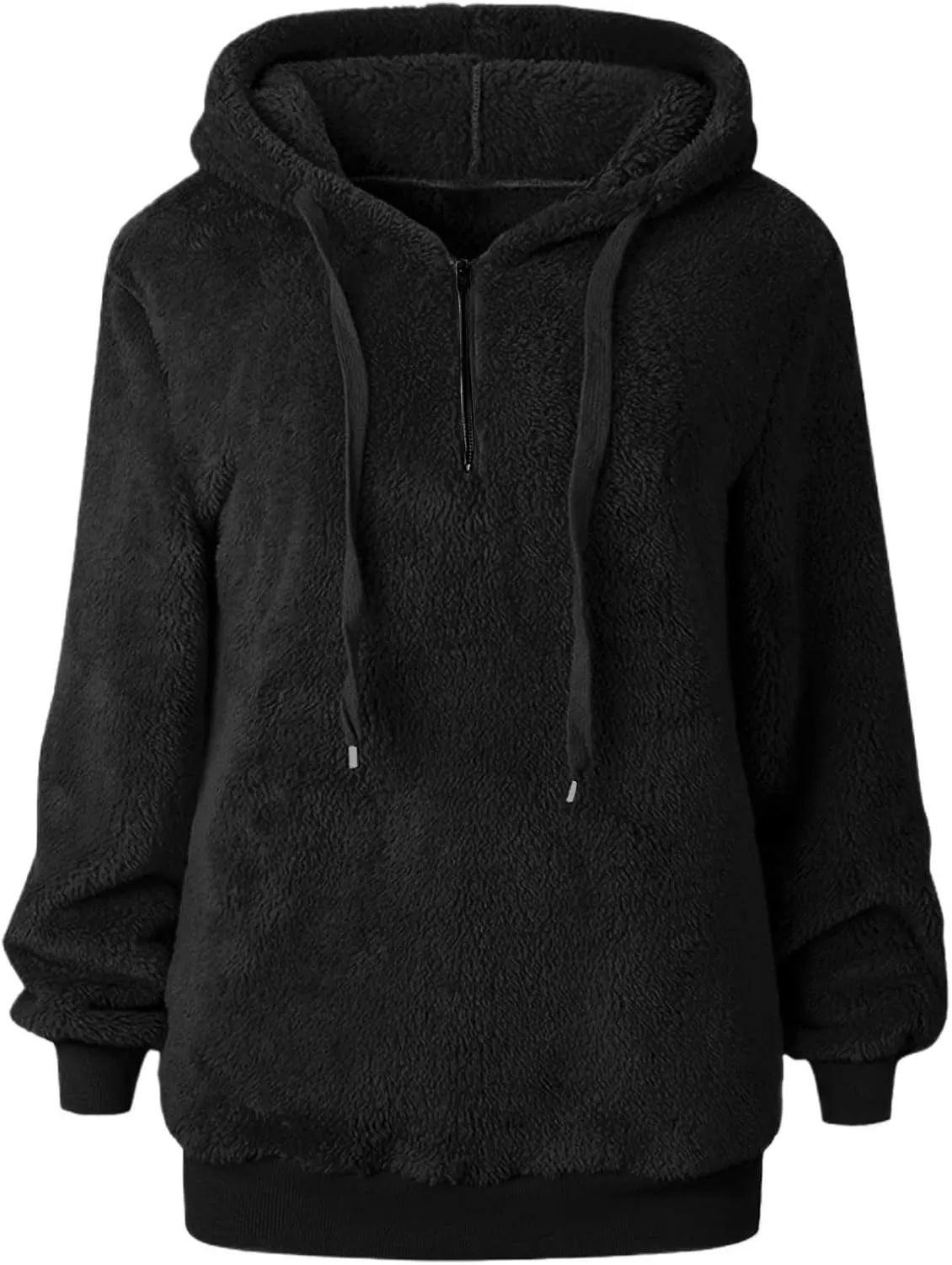 1/4 Zip Up Hoodie Women Fleece Sweatshirts Soft Fuzzy Jackets Sherpa Pullover Oversized Plain