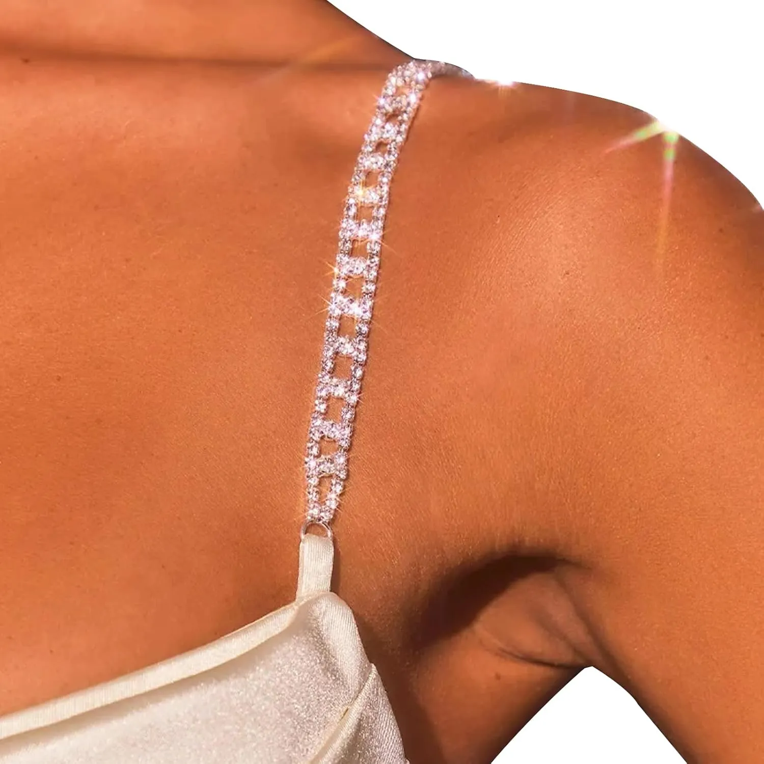 1Pair Rhinestone Shoulder Strap Chain Jewelry for Women Sexy Bridal Crystal Shoulder Lingerie Chain Rhinestone Wedding Body Bra Straps Dress Jewelry Accessories