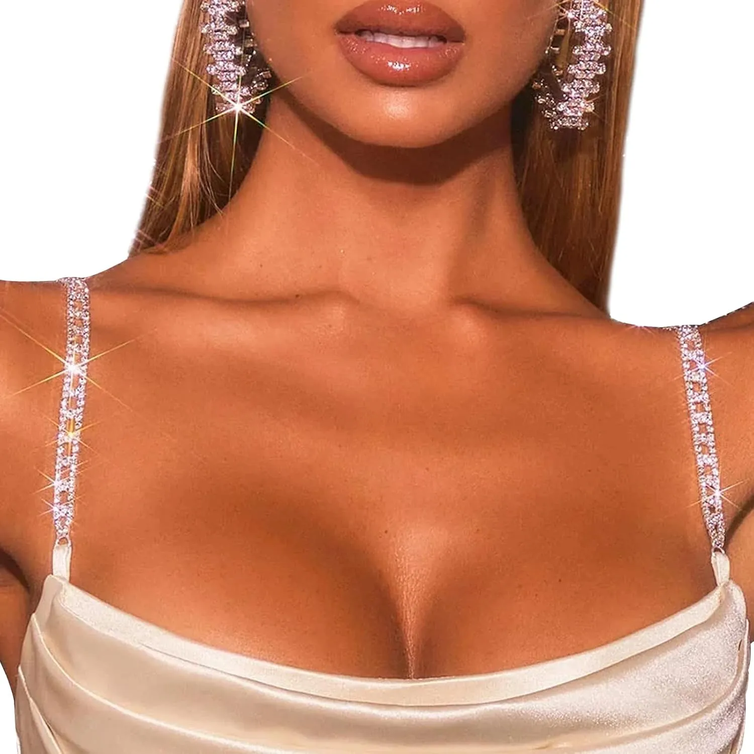 1Pair Rhinestone Shoulder Strap Chain Jewelry for Women Sexy Bridal Crystal Shoulder Lingerie Chain Rhinestone Wedding Body Bra Straps Dress Jewelry Accessories