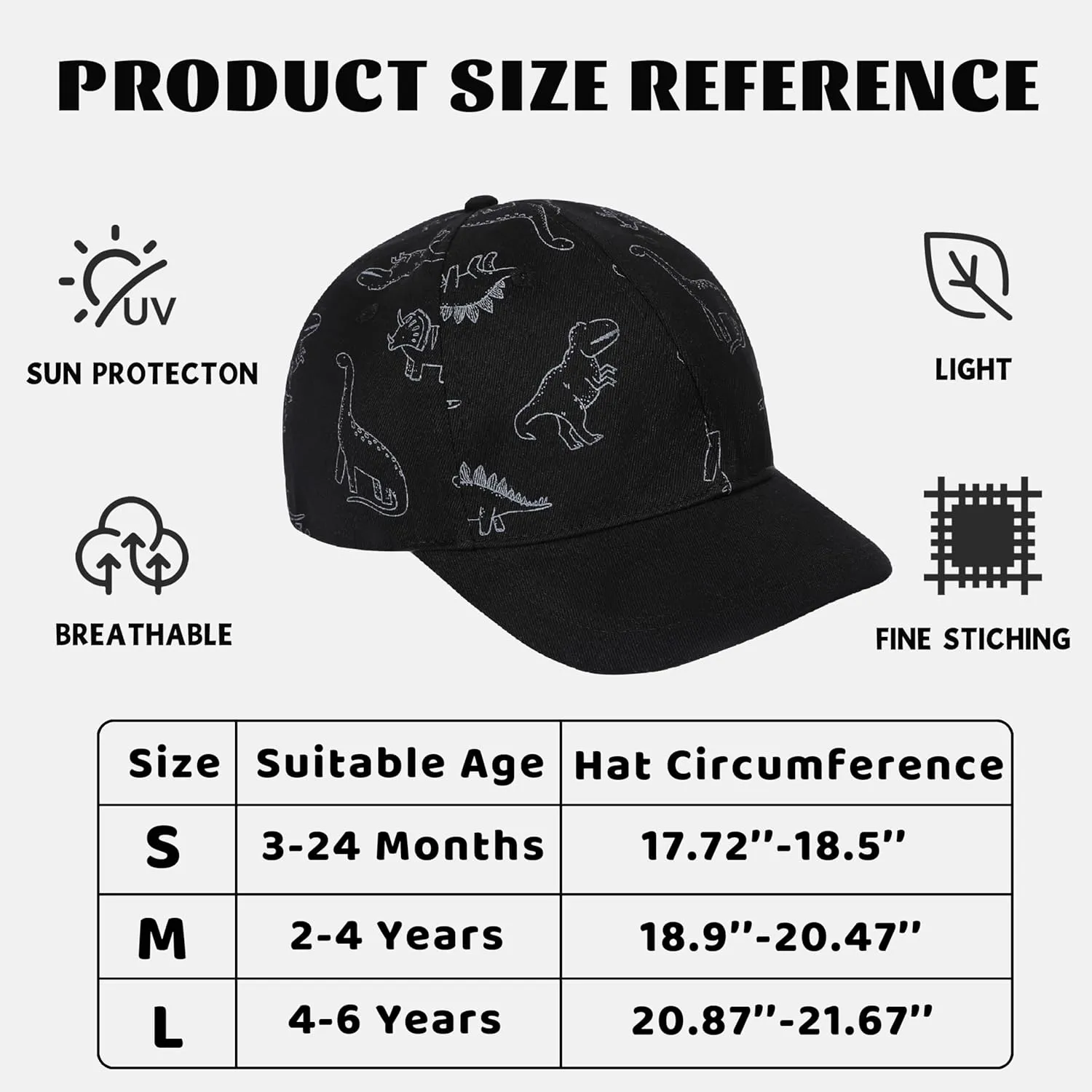 2 Packs Toddler Baseball Hat Baby Baseball Cap Kids Boys Girls Dinosaur Hats Infant Baseball Cap 0-6T Gray Dino&Green Dino S
