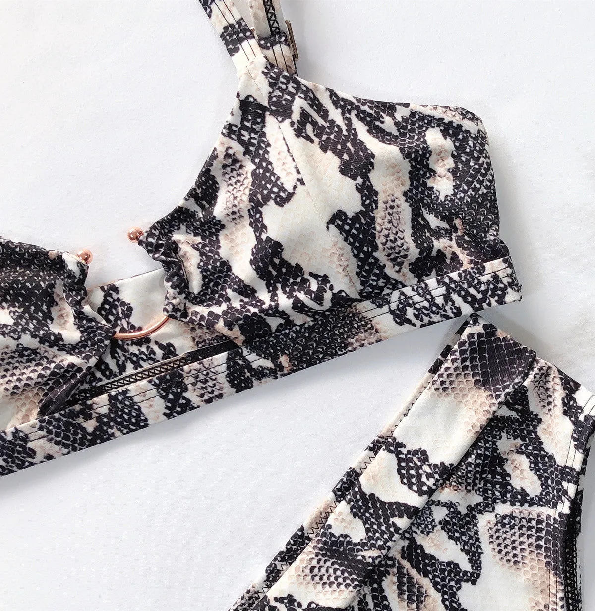 2020 Female swimsuit 2pc Bikini leopard solid color swimsuit Europe US Style Center Ring Various Pattern