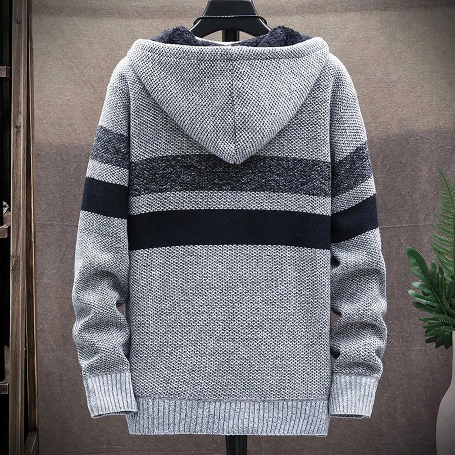 2024 Fashion Knitwear for Men's Sweater Coat Retro Lapel Button Plus Size Cable Knited Cardigan Henley Sweater