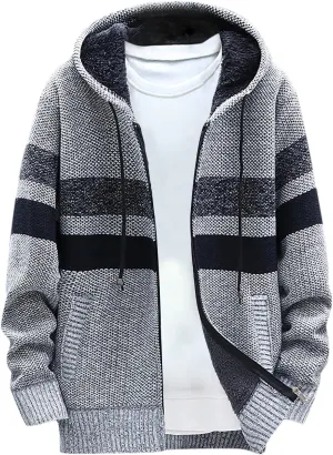 2024 Fashion Knitwear for Men's Sweater Coat Retro Lapel Button Plus Size Cable Knited Cardigan Henley Sweater