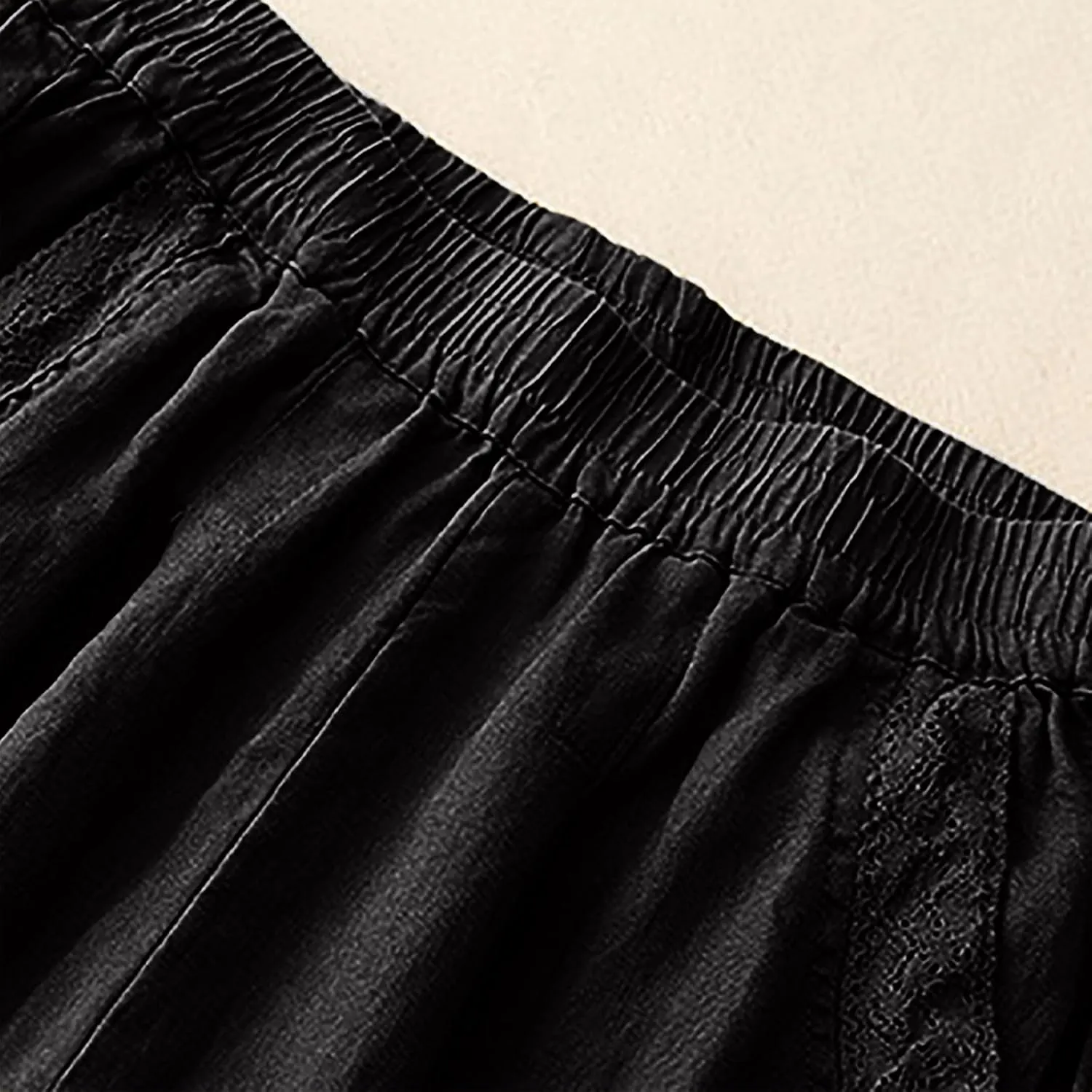 2025 Trendy Summer High Waisted Cotton Linen Pants for Women Casual Loose Solid Color Beach Wide Leg Long Trousers