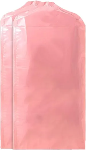 2Pcs 47in Garment Bags for Hanging Clothes, Pink, Plastic Garment Covers, Transparent Visibility, for Home Storage, Travel