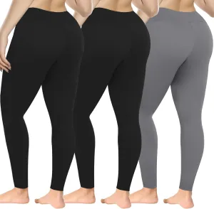 3 Pack Plus Size Leggings for Women, Yoga Pants High Waisted Tummy Control for Workout Gym Running