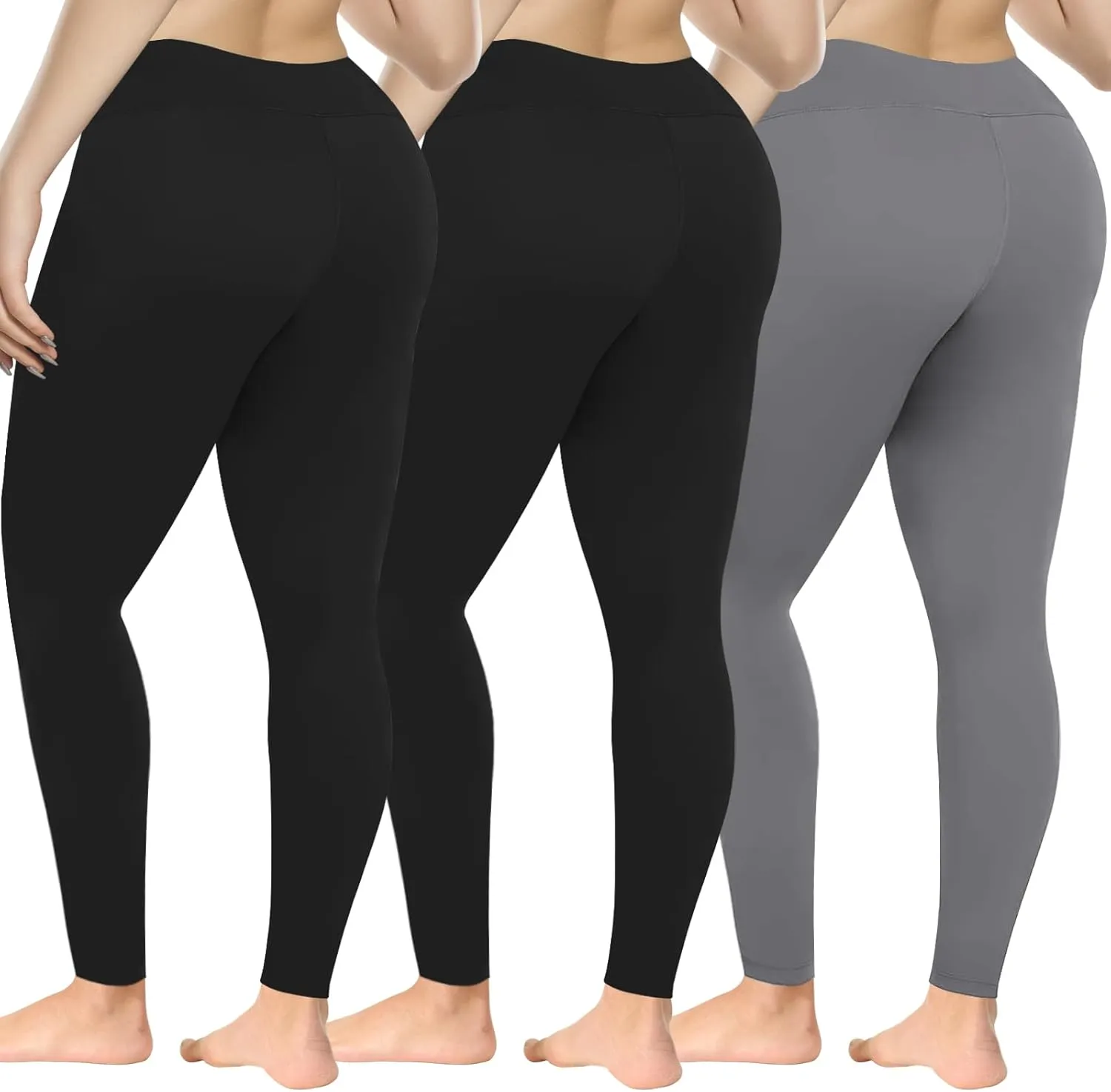 3 Pack Plus Size Leggings for Women, Yoga Pants High Waisted Tummy Control for Workout Gym Running