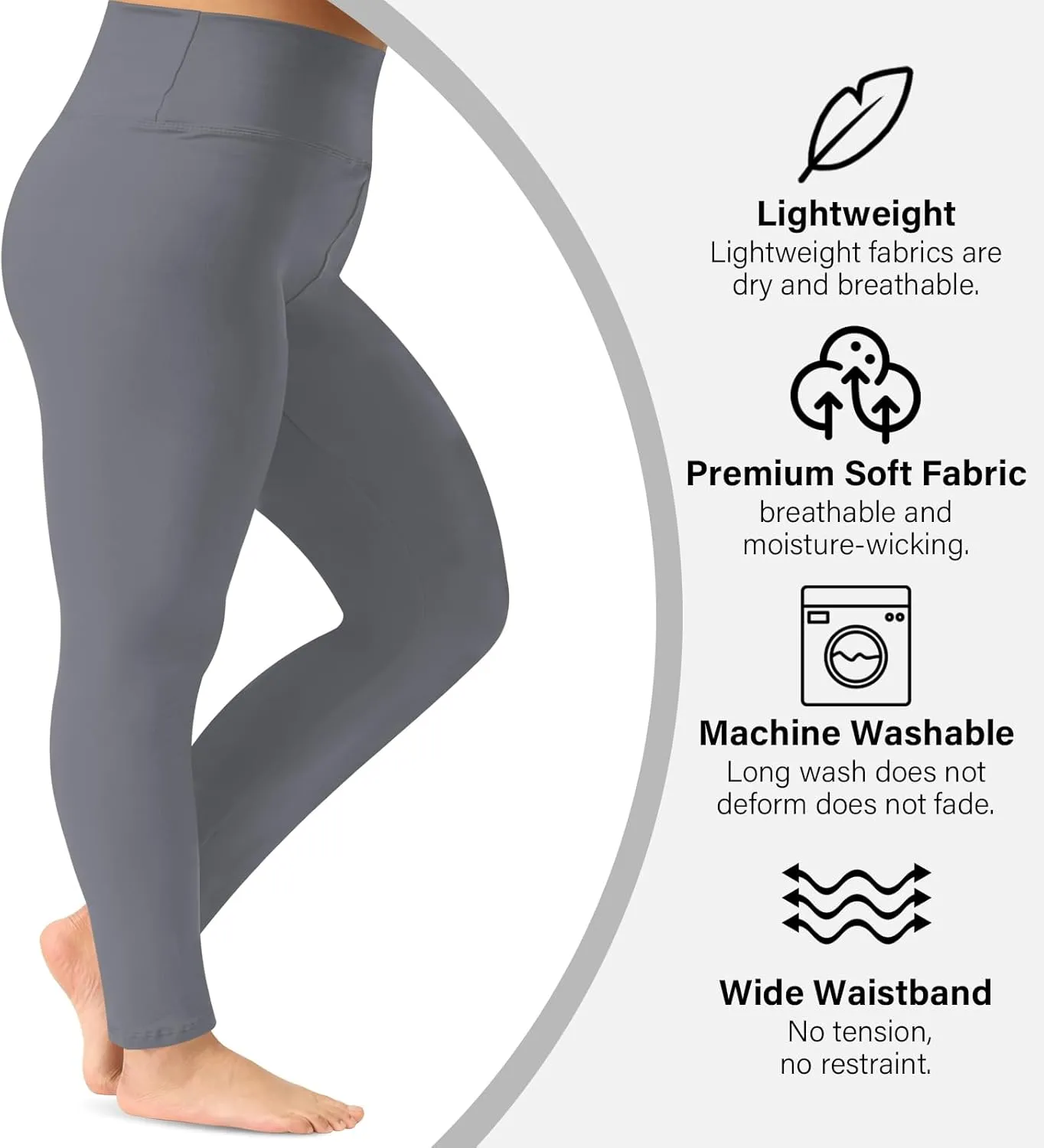 3 Pack Plus Size Leggings for Women, Yoga Pants High Waisted Tummy Control for Workout Gym Running