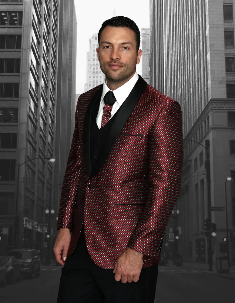 3 Pc Flat Front Pants With Matching Bow Tie | BELLAGIO-7| Burgundy