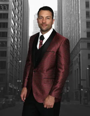 3 Pc Flat Front Pants With Matching Bow Tie | BELLAGIO-7| Burgundy