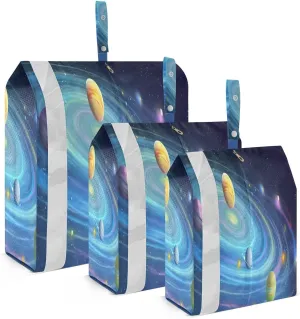 3 Set Travel Packing Cubes Lightweight Foldable Planets and Stars Luggage Bags Organizers for Travel Accessories Travel Essentials