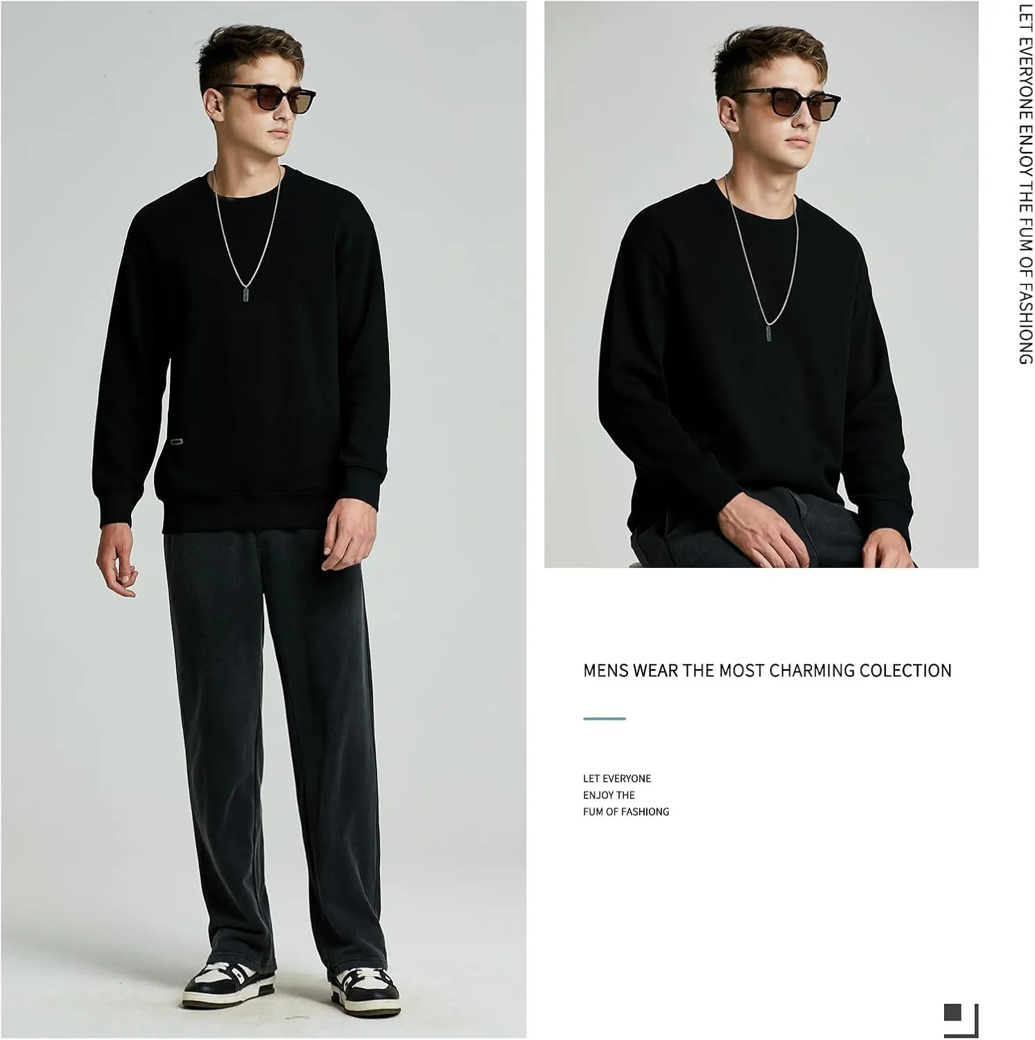 370g heavy pineapple pattern autumn men's sweatshirt round neck jacket long sleeve inner wear spring and autumn style top