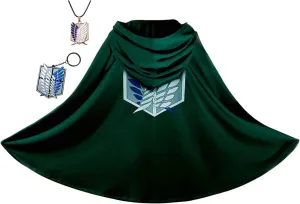 3Pcs Anime Cloak Halloween Cosplay Costume Cape with Necklace and Key Chain