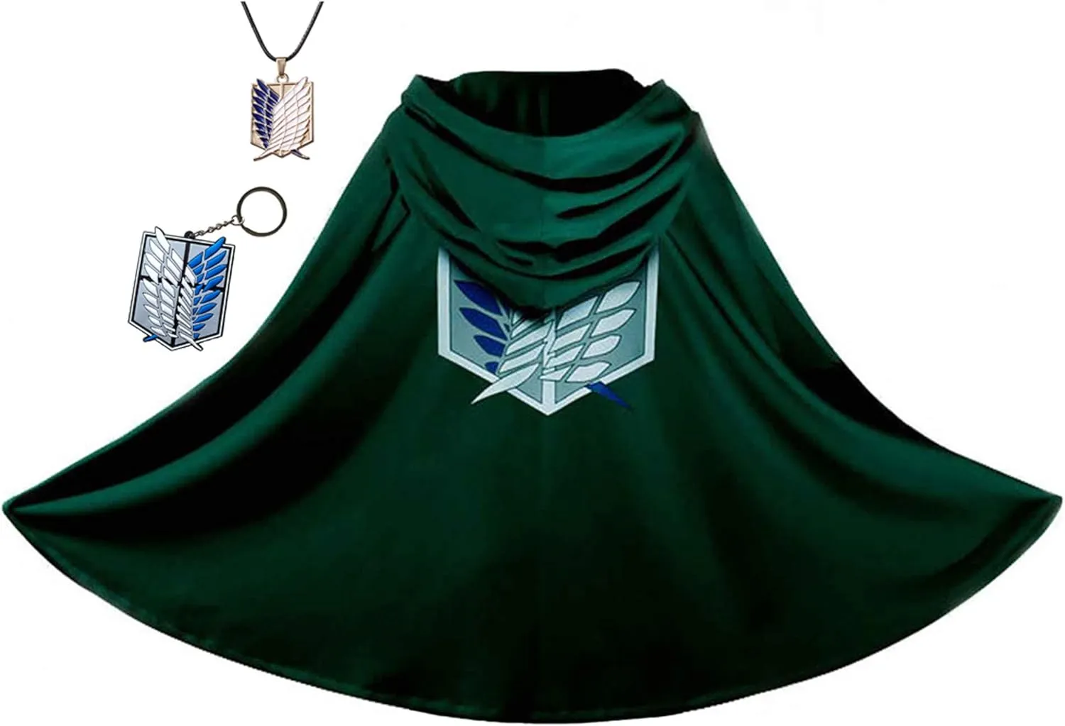 3Pcs Anime Cloak Halloween Cosplay Costume Cape with Necklace and Key Chain