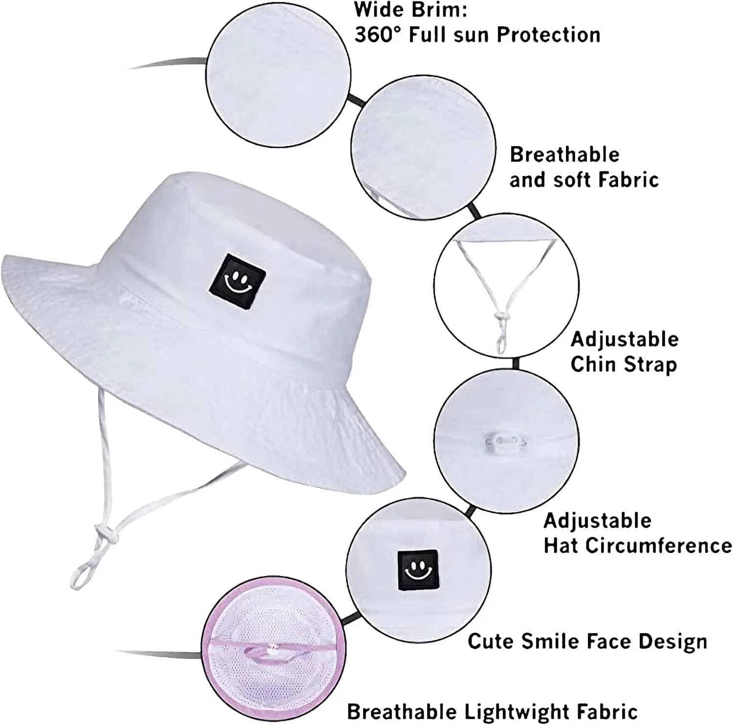 55cube Toddler Sun Hat Beach Bucket Hat for Girls Boys Toddlers