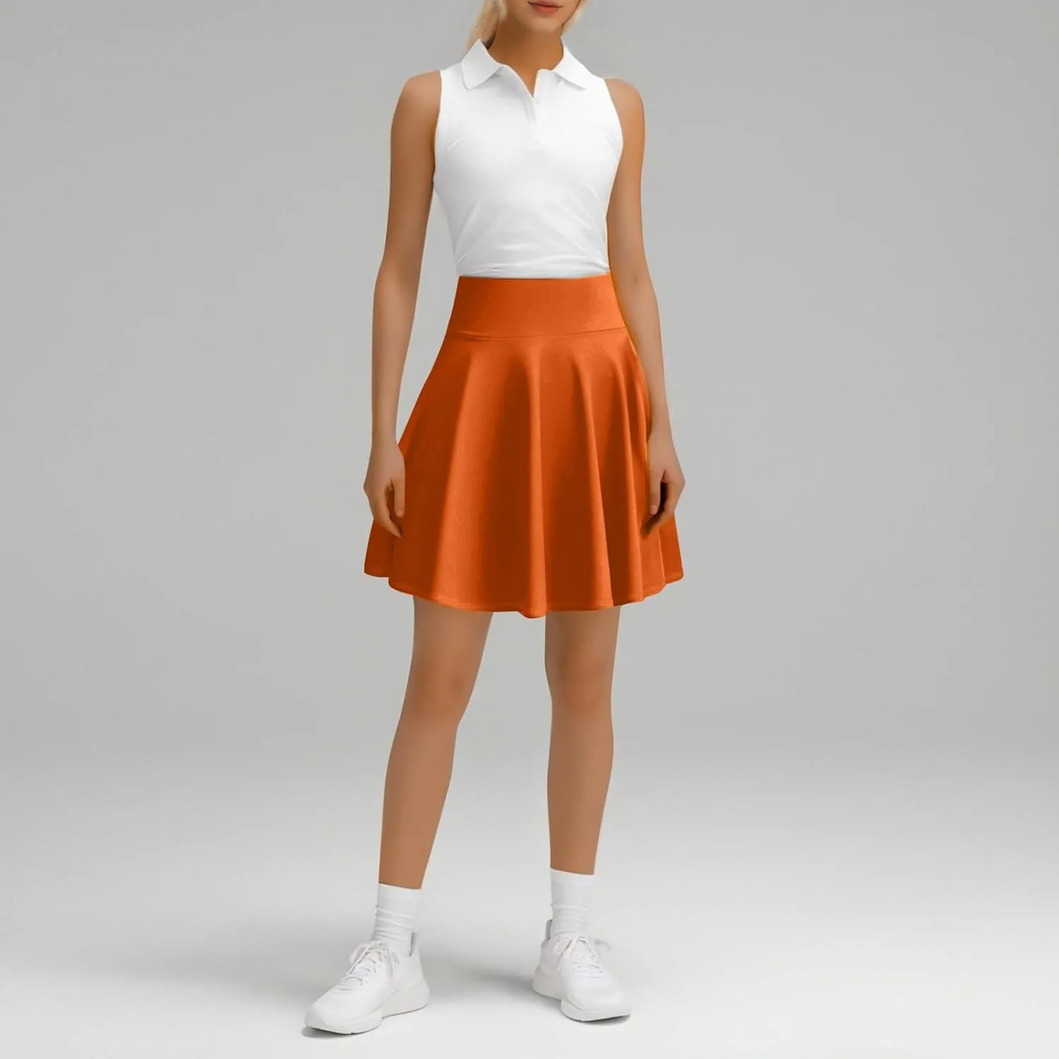 A Line Midi Skirt for Women Versatile 45CM Pleated Half Skirt Fashionable Flared Dress Skirt Non See ThroughDesign