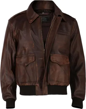 A2 Aviator Brown WWII Flying Tiger Jacket - Pilot Jackets for Men - Bomber Leather Jacket Men