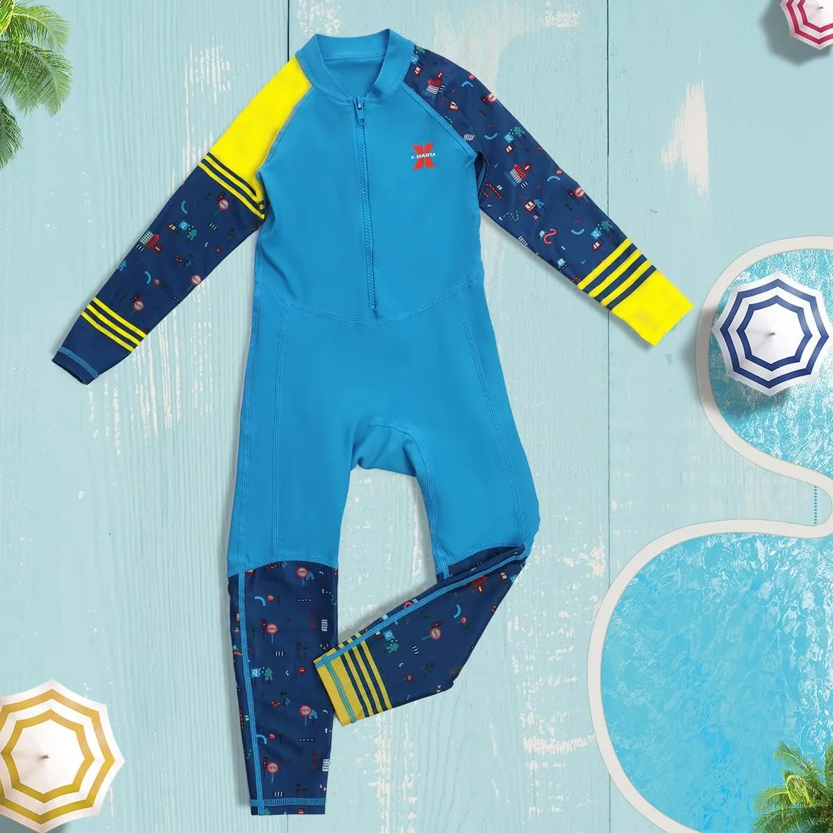 ABAFIP Kids Boys Girls Modest Swimsuit Long Sleeve Swimwear Full Cover Zipper One Piece Bathing Suit