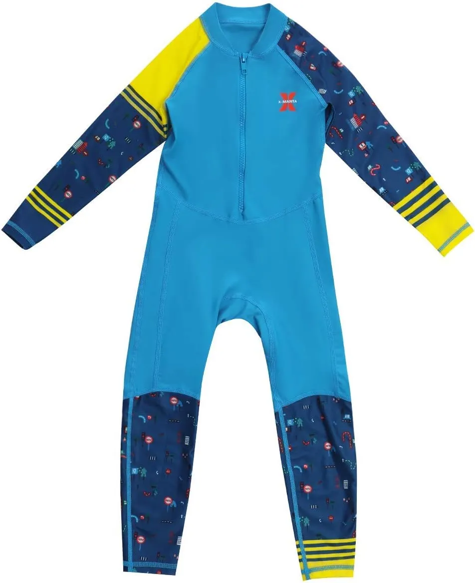 ABAFIP Kids Boys Girls Modest Swimsuit Long Sleeve Swimwear Full Cover Zipper One Piece Bathing Suit