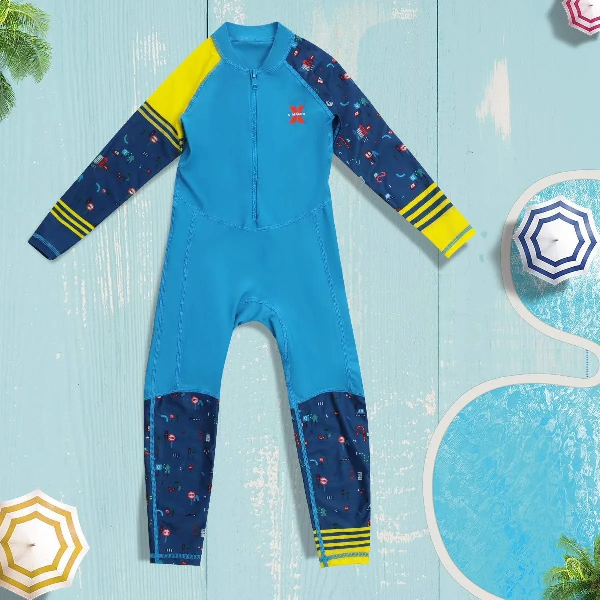 ABAFIP Kids Boys Girls Modest Swimsuit Long Sleeve Swimwear Full Cover Zipper One Piece Bathing Suit