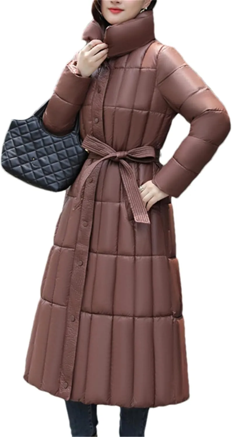 Adhdyuud Women Long Down Cotton Parkas Coat Thicken Warm Cotton Padded Jacket Cold Windbreak Winter Jackets