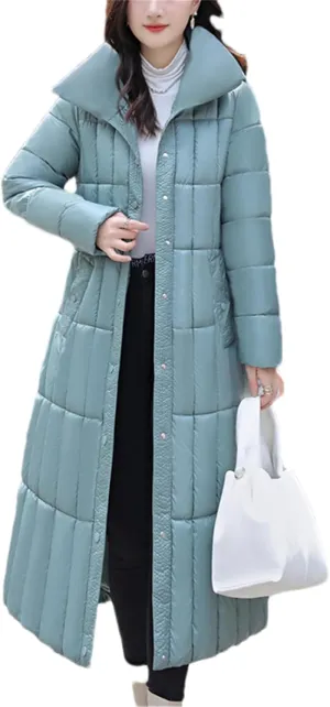 Adhdyuud Women Long Down Cotton Parkas Coat Thicken Warm Cotton Padded Jacket Cold Windbreak Winter Jackets