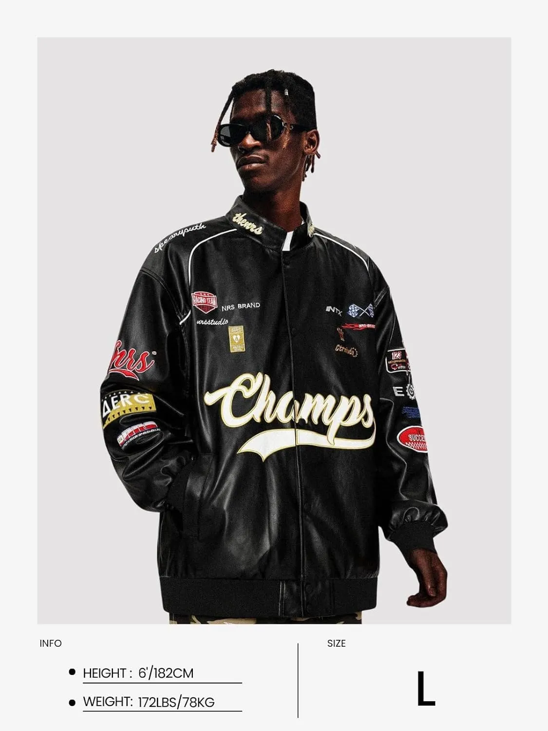 Aelfric Eden Faux Leather Jacket Oversized Racing Motorcycle Jackets Moto Coats Unisex Trendy Streetwear Jacket