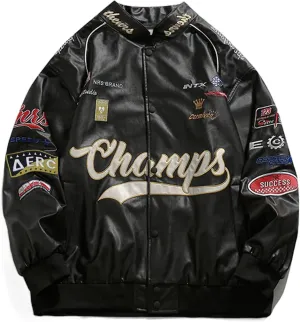 Aelfric Eden Faux Leather Jacket Oversized Racing Motorcycle Jackets Moto Coats Unisex Trendy Streetwear Jacket