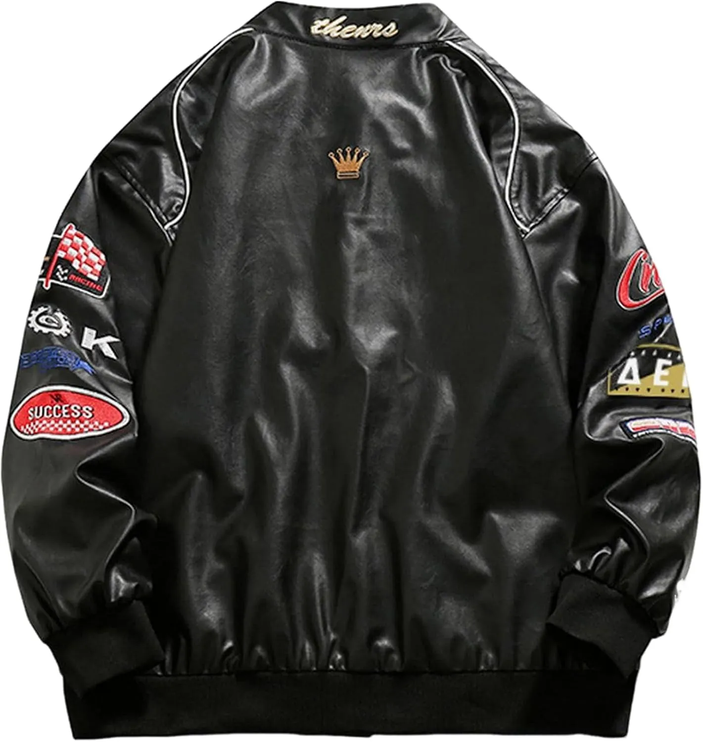 Aelfric Eden Faux Leather Jacket Oversized Racing Motorcycle Jackets Moto Coats Unisex Trendy Streetwear Jacket