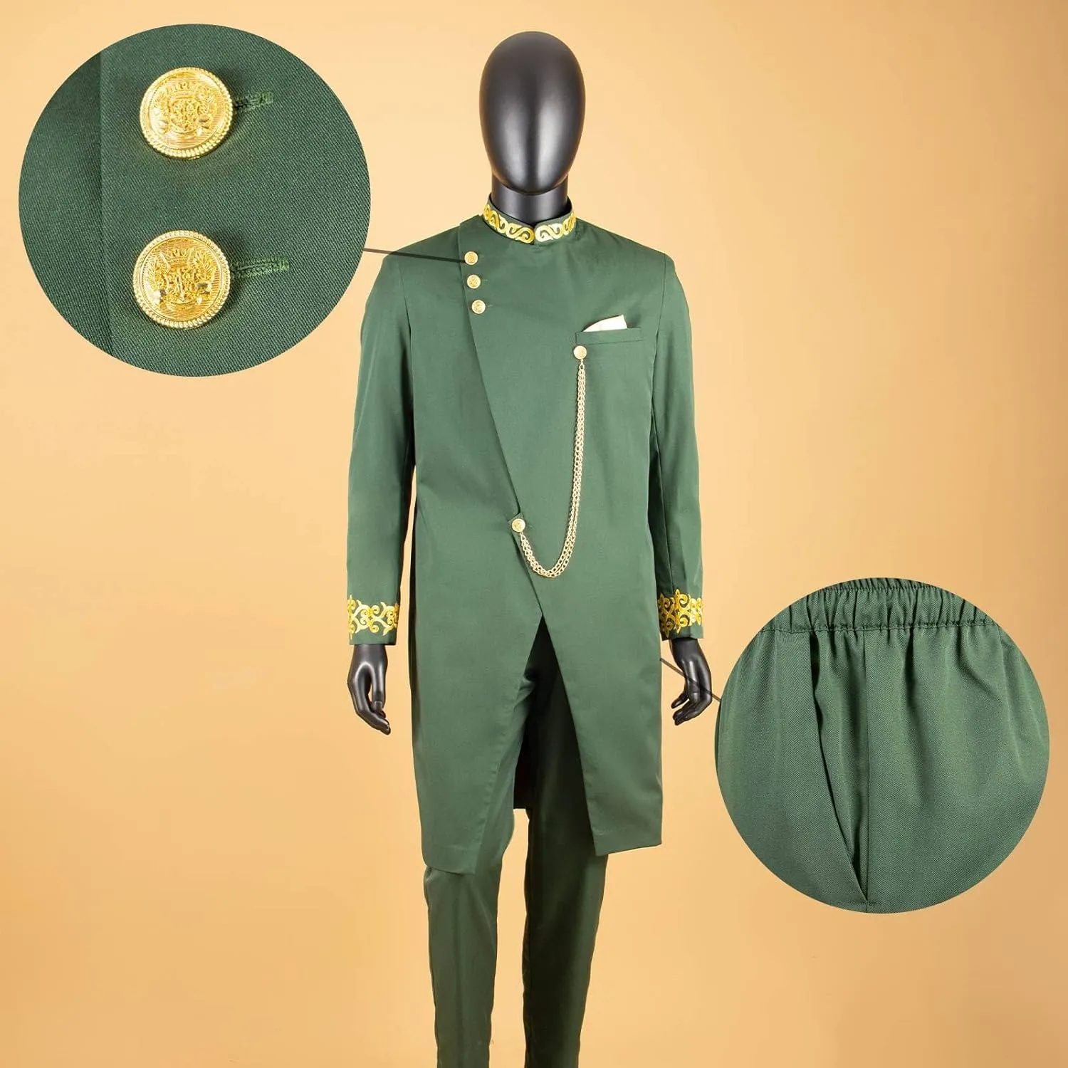 African Suits for Men Dashiki Embroidery Jackets and Pants 2 Piece Set Slim Fit Formal Outfits Wedding