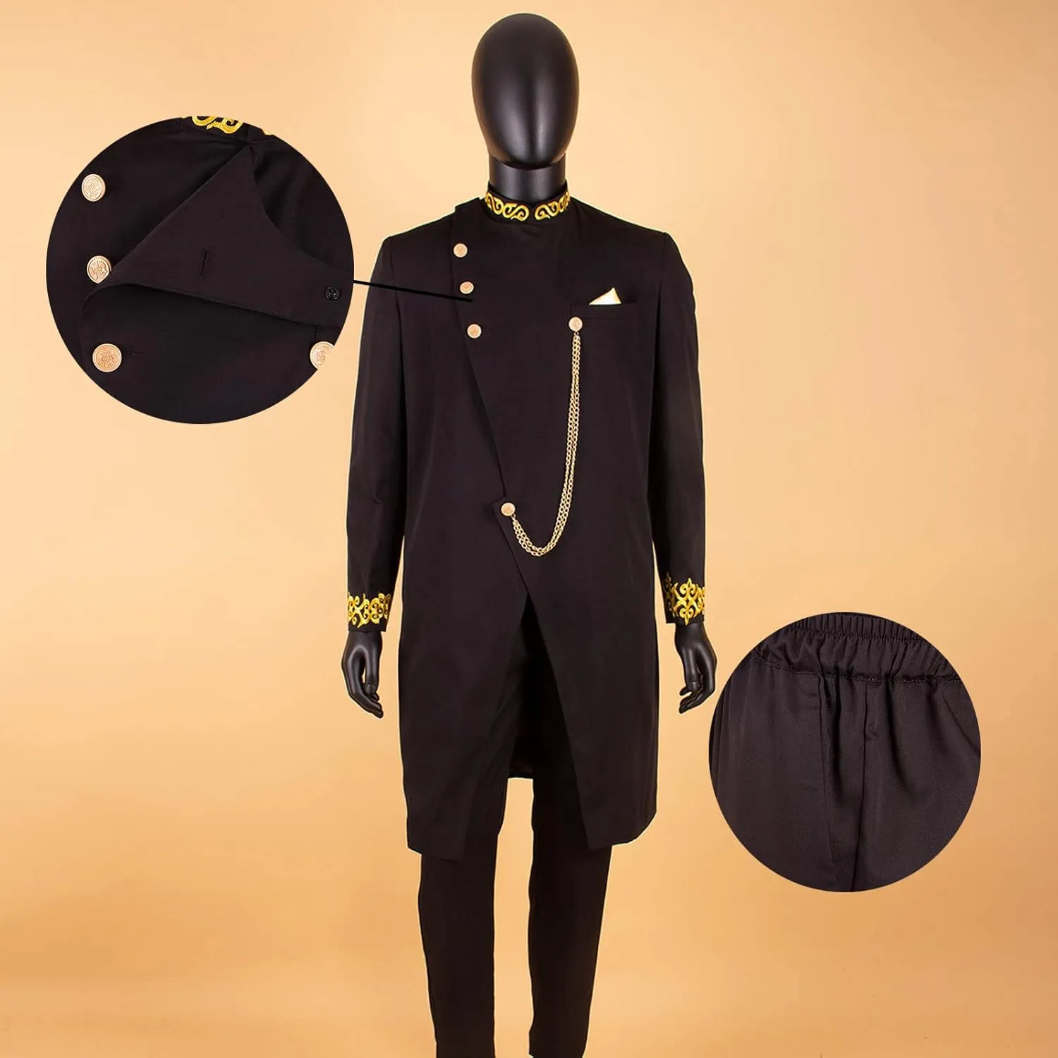 African Suits for Men Dashiki Embroidery Jackets and Pants 2 Piece Set Slim Fit Formal Outfits Wedding