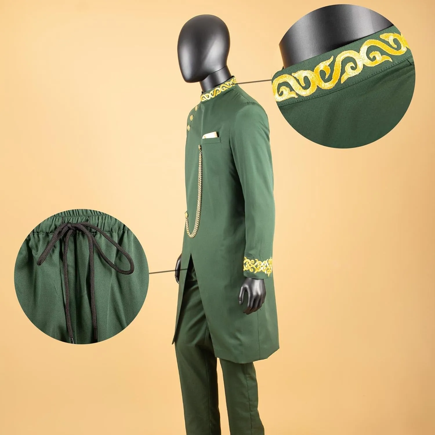African Suits for Men Dashiki Embroidery Jackets and Pants 2 Piece Set Slim Fit Formal Outfits Wedding