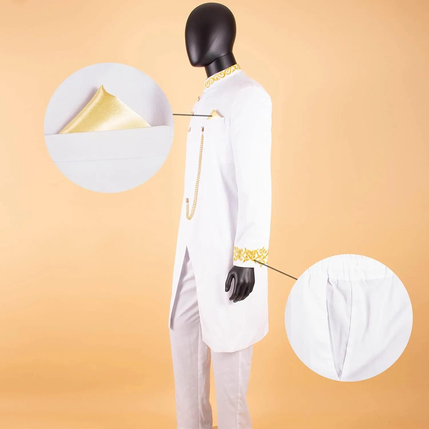 African Suits for Men Dashiki Embroidery Jackets and Pants 2 Piece Set Slim Fit Formal Outfits Wedding