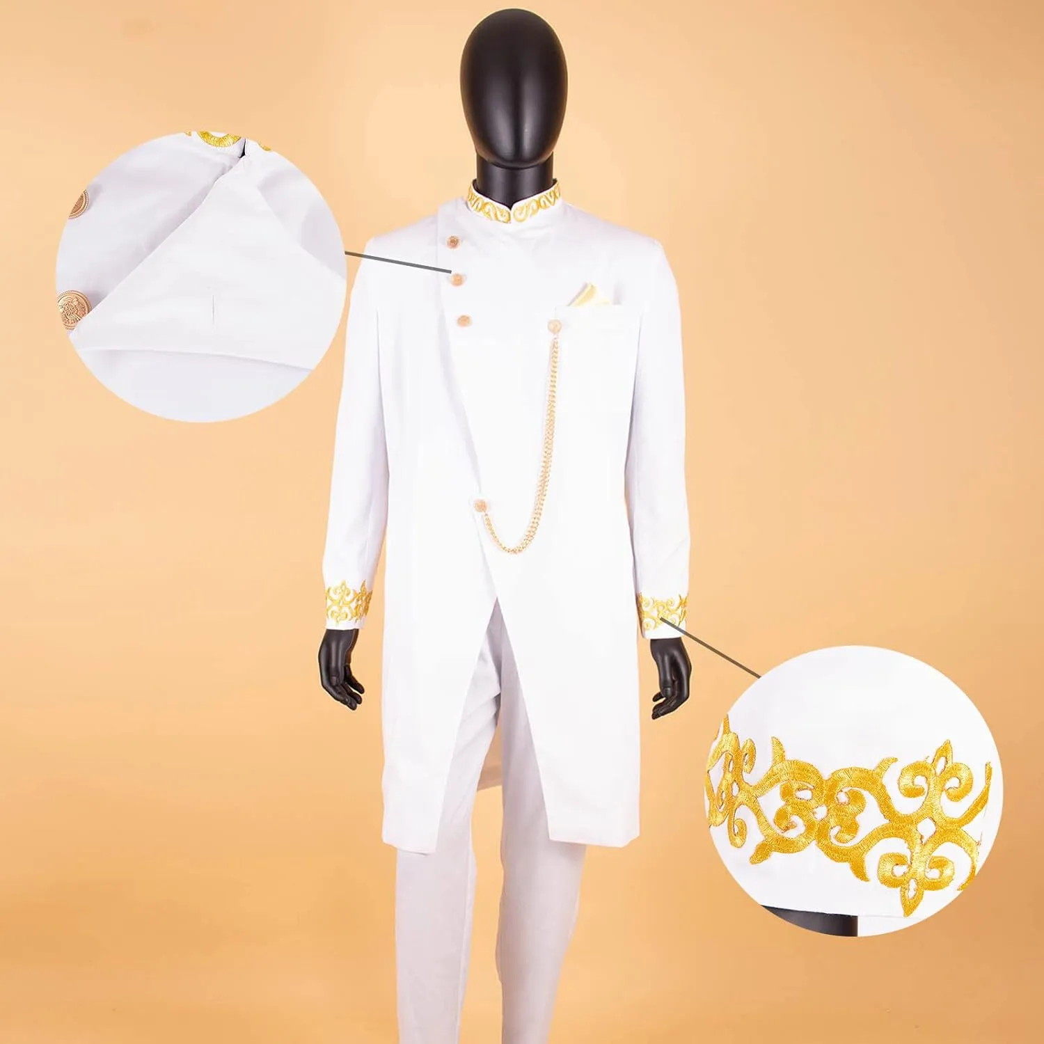 African Suits for Men Dashiki Embroidery Jackets and Pants 2 Piece Set Slim Fit Formal Outfits Wedding