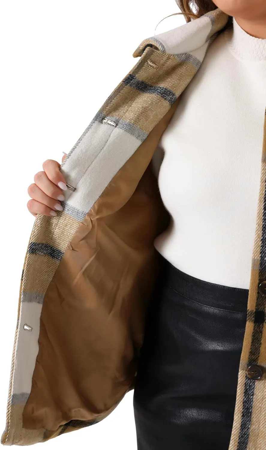 Agnes Orinda Plus Size Coat for Women Plaid Vest Coat Slash Pocket Sleeveless Button Down Jacket Outerwear