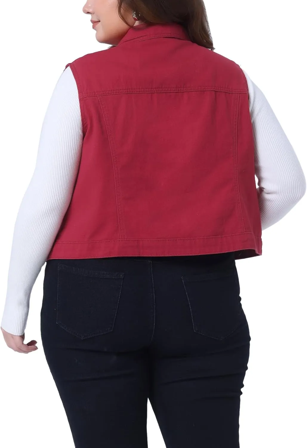 Agnes Orinda Plus Size Denim Vest for Women Sleeveless Zip Up Button Down Waistcoat Jeans Jackets Vests