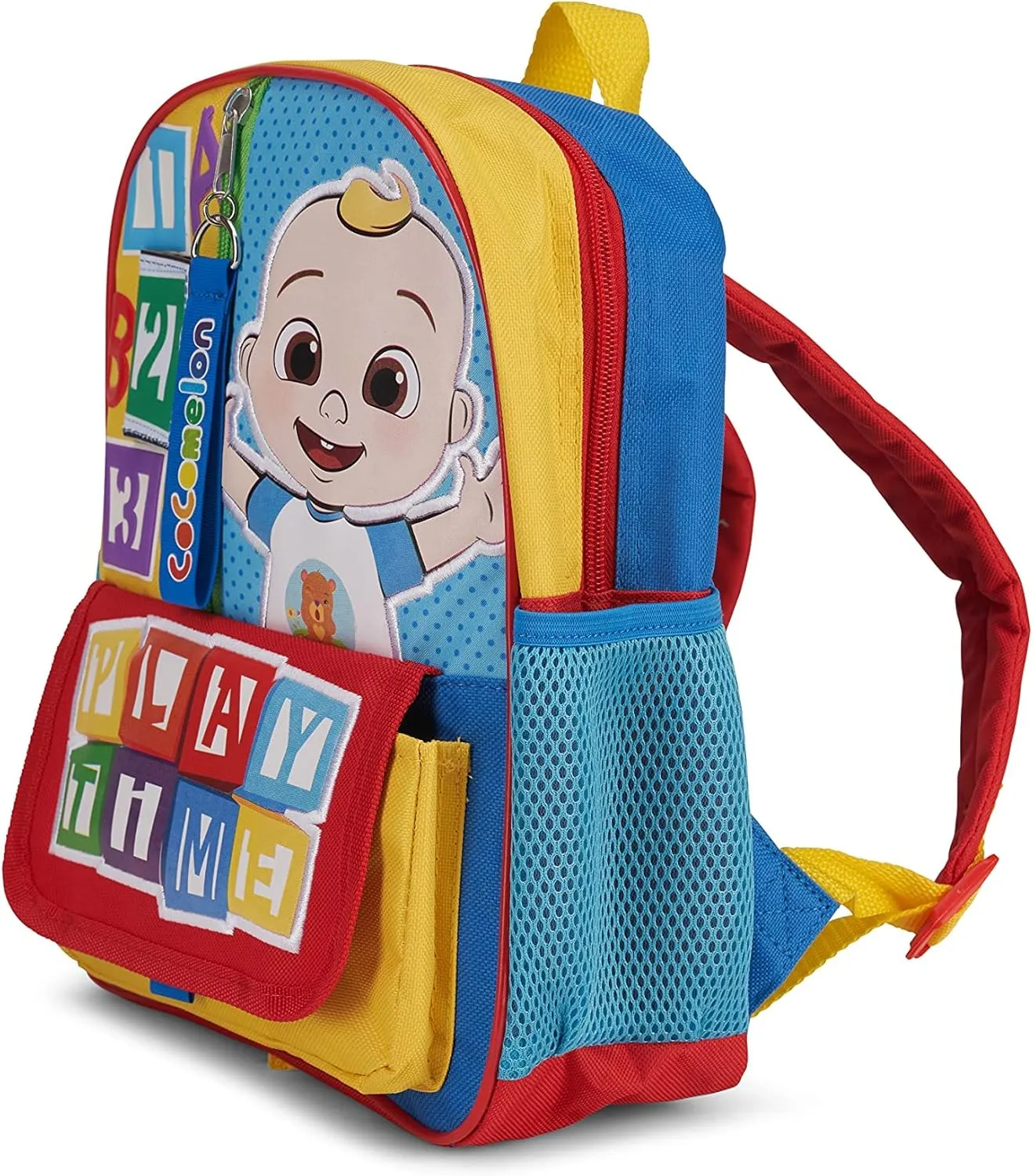 AI ACCESSORY INNOVATIONS Cocomelon JJ's Playtime Interactive Mini Backpack for Boys and Girls, Pre-school Schoolbag with Padded Back and Adjustable Straps, Versatile 12