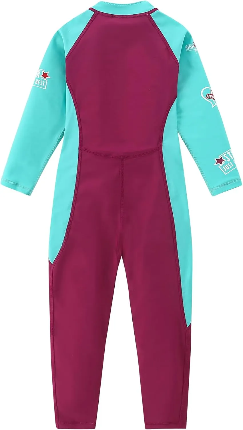AIWUHE Toddler Full Body Swimsuit Girls One Piece Swimwear Long-Sleeve Rash Guard UPF 50  Bathing Suit Sunsuit Sets 2-8Y