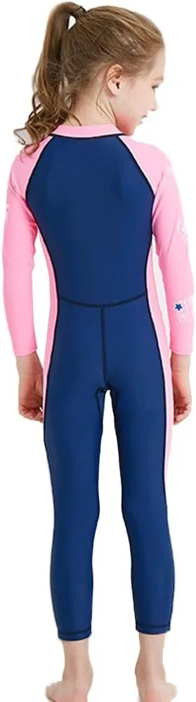 AIWUHE Toddler Full Body Swimsuit Girls One Piece Swimwear Long-Sleeve Rash Guard UPF 50  Bathing Suit Sunsuit Sets 2-8Y