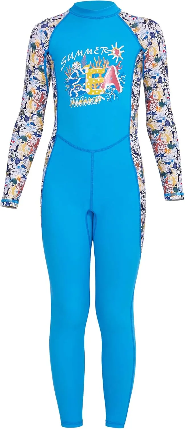 AIWUHE Toddler Full Body Swimsuit Girls One Piece Swimwear Long-Sleeve Rash Guard UPF 50  Bathing Suit Sunsuit Sets 2-8Y