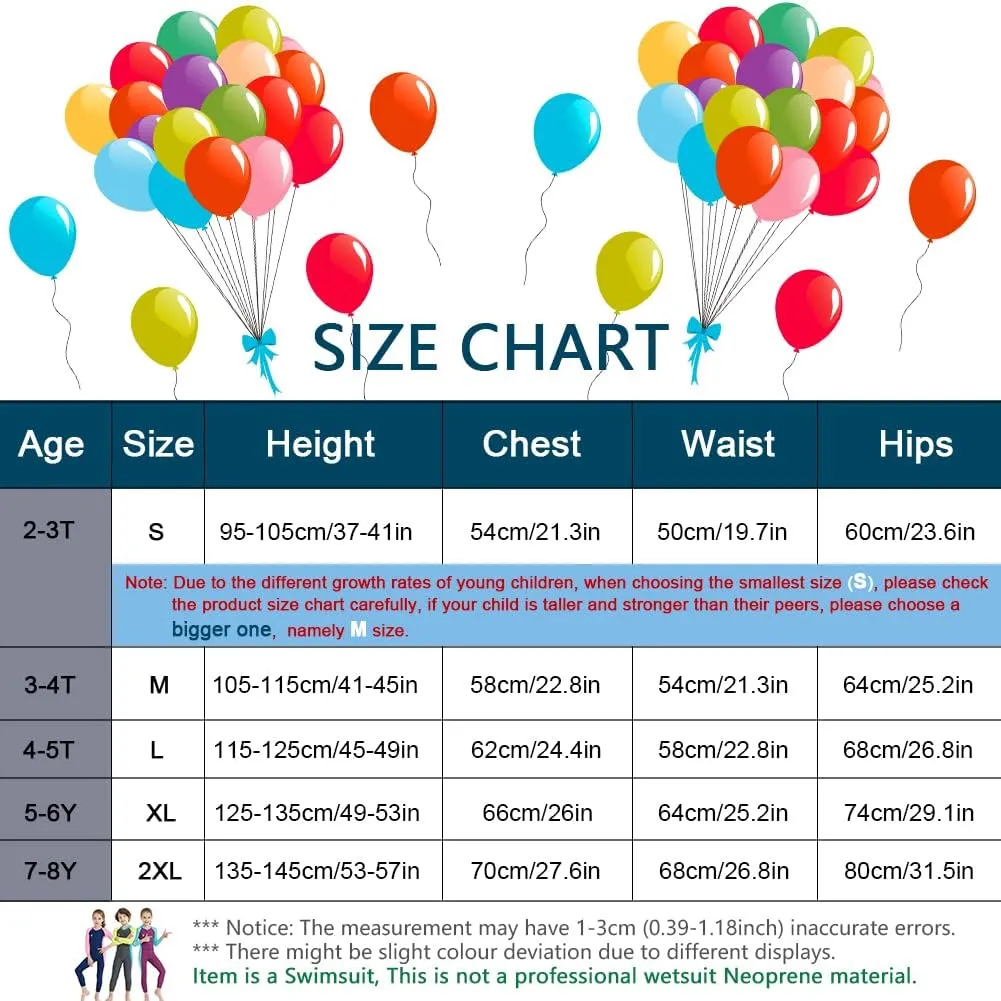AIWUHE Toddler Full Body Swimsuit Girls One Piece Swimwear Long-Sleeve Rash Guard UPF 50  Bathing Suit Sunsuit Sets 2-8Y