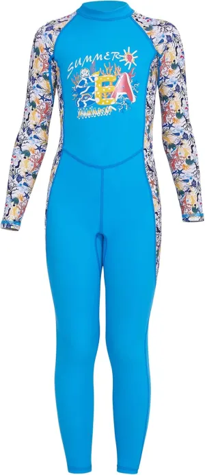 AIWUHE Toddler Full Body Swimsuit Girls One Piece Swimwear Long-Sleeve Rash Guard UPF 50  Bathing Suit Sunsuit Sets 2-8Y