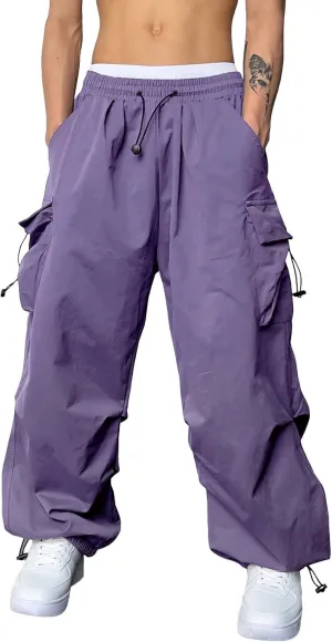 Alalaso Men's Baggy Cargo Pants Trendy Casual Parachute Pants Loose Fit Harem Joggers with Pockets for Streetwear