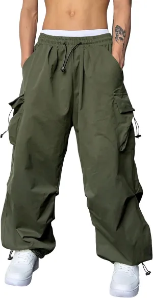 Alalaso Men's Baggy Cargo Pants Trendy Casual Parachute Pants Loose Fit Harem Joggers with Pockets for Streetwear
