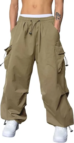 Alalaso Men's Baggy Cargo Pants Trendy Casual Parachute Pants Loose Fit Harem Joggers with Pockets for Streetwear