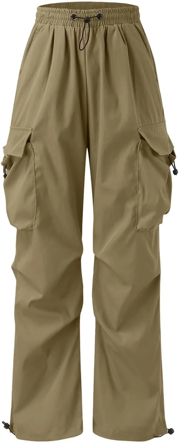 Alalaso Men's Baggy Cargo Pants Trendy Casual Parachute Pants Loose Fit Harem Joggers with Pockets for Streetwear