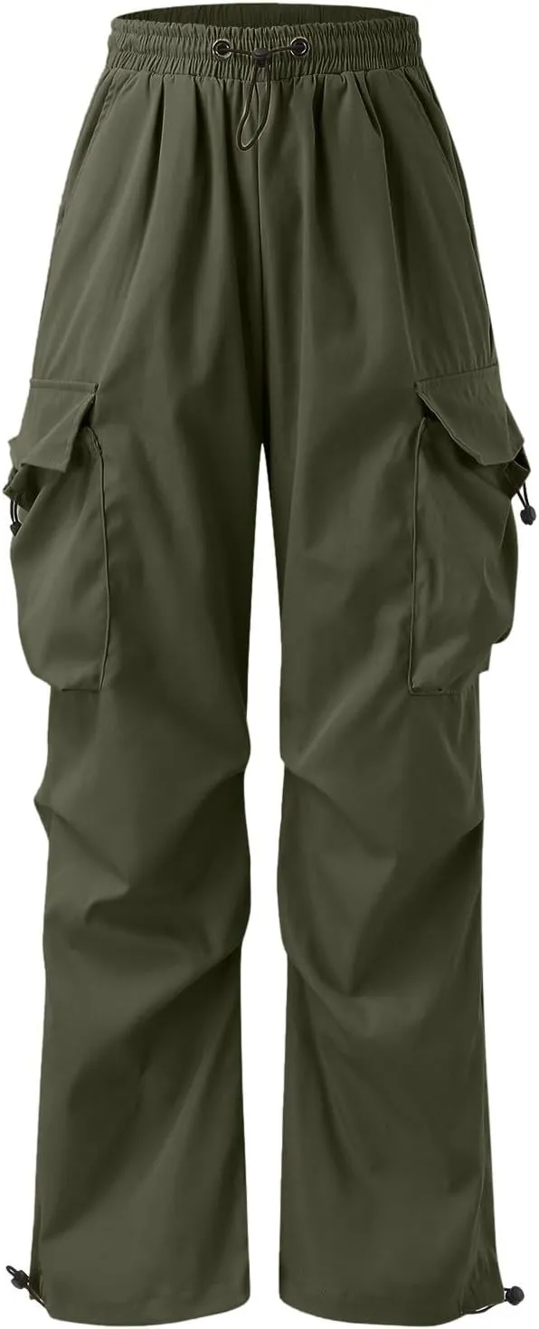 Alalaso Men's Baggy Cargo Pants Trendy Casual Parachute Pants Loose Fit Harem Joggers with Pockets for Streetwear