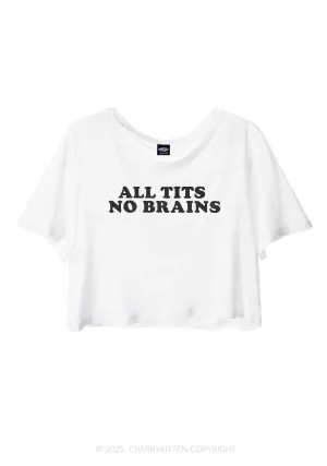 All Txts No Brains Y2K Sheer Crop Tee Cherrykitten