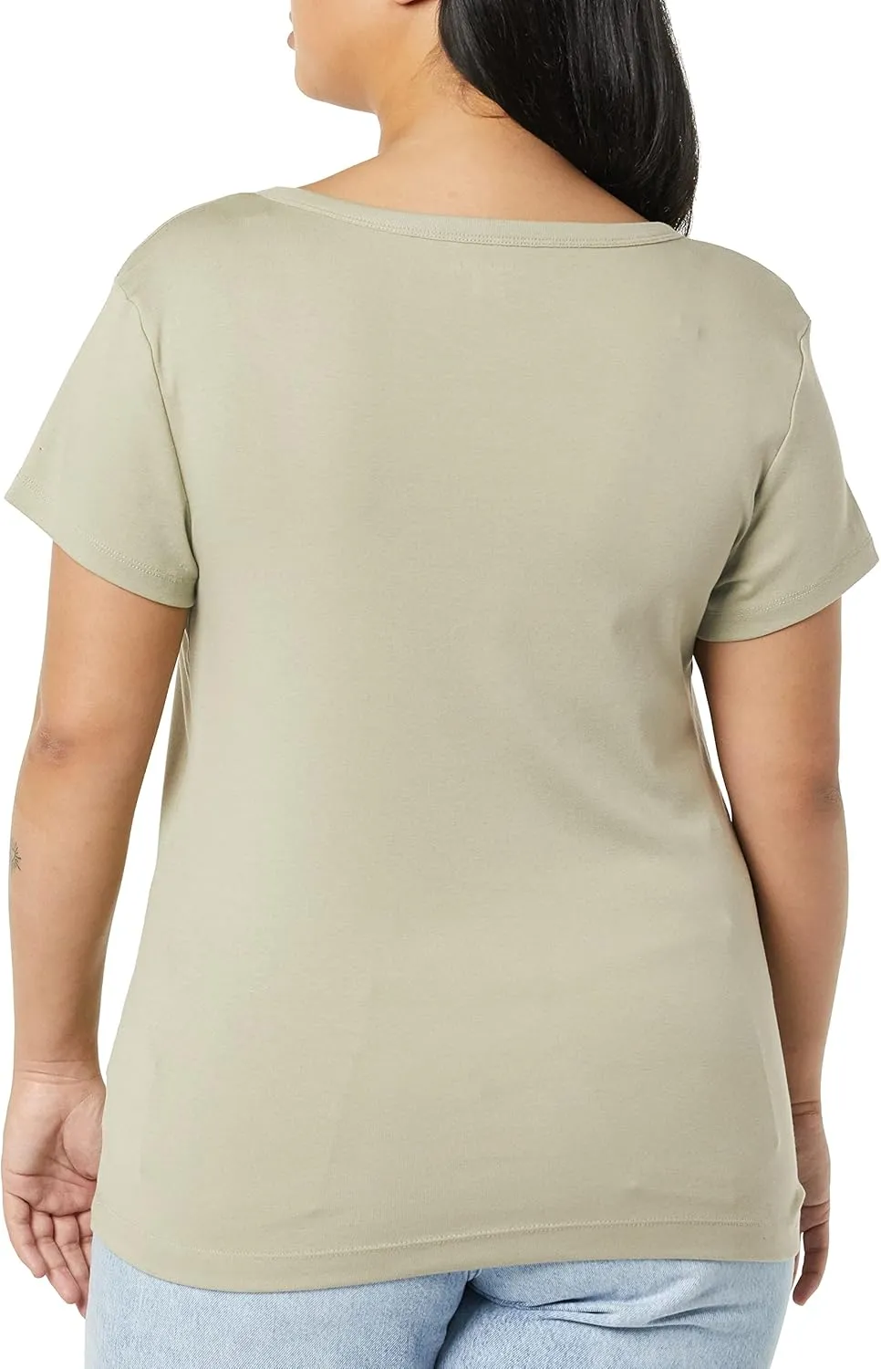 Amazon Essentials Women's Slim-Fit Cap-Sleeve Scoop Neck T-Shirt, Pack of 2