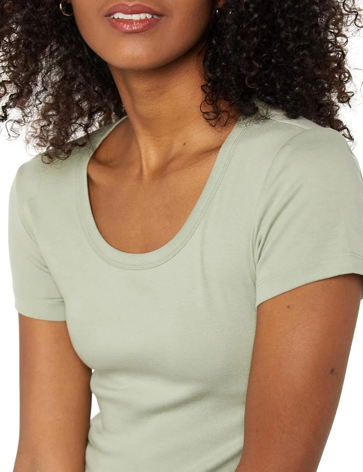 Amazon Essentials Women's Slim-Fit Cap-Sleeve Scoop Neck T-Shirt, Pack of 2